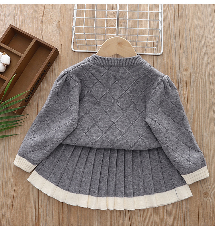 女童学院风裙套装秋冬2024新款洋气儿童jk公主裙宝宝针织两件套详情5