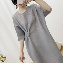 高档礼服三宅时尚连衣裙热卖新款法式收腰高弹褶皱气质优雅长裙子详情11