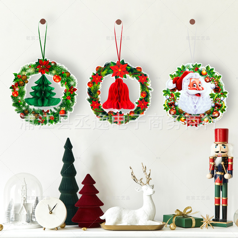 跨境新款圣诞节花环挂饰圣诞老人圣诞树铃铛挂饰派对氛围装饰布置详情5