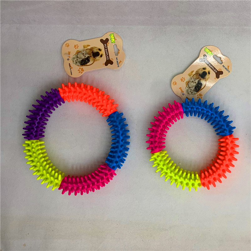 宠物玩具TPR三色刺圈宠物狗狗啃咬多色刺环橡胶玩具狗狗玩具多刺详情4