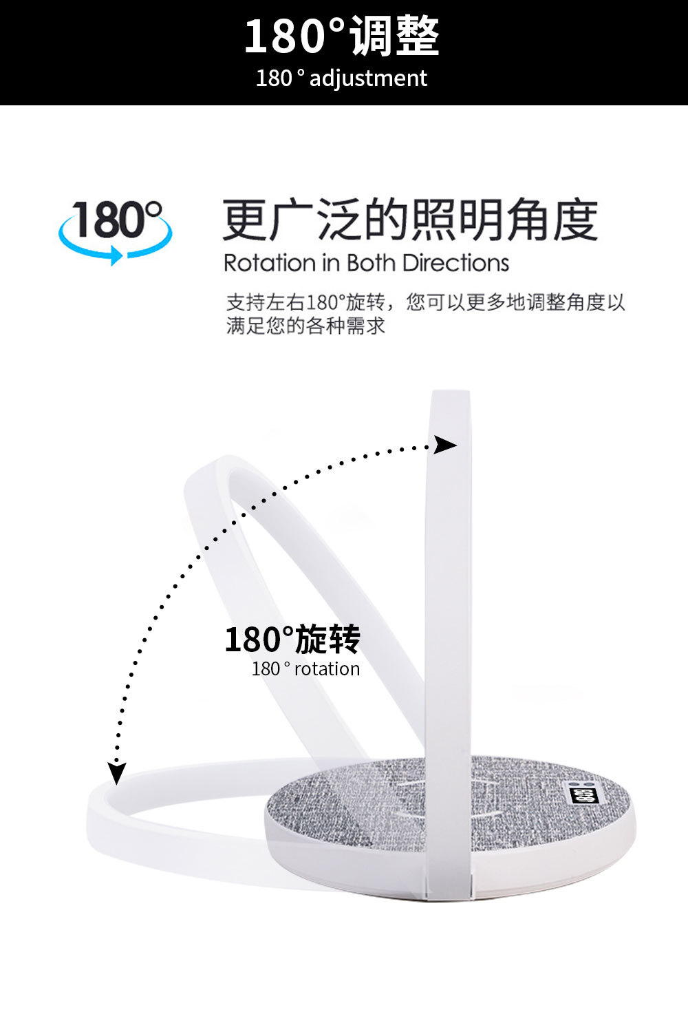 New Amazon LED eye-protecting desk lamp, 10w wireless fast charging, fabric clock, foldable bedroom bedside lamp pic 7
