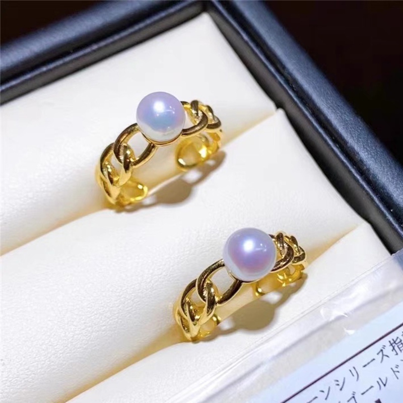 14K包金铜镀金欧美风戒指空托可粘珍珠百搭款半成品戒指DIY配件新详情4