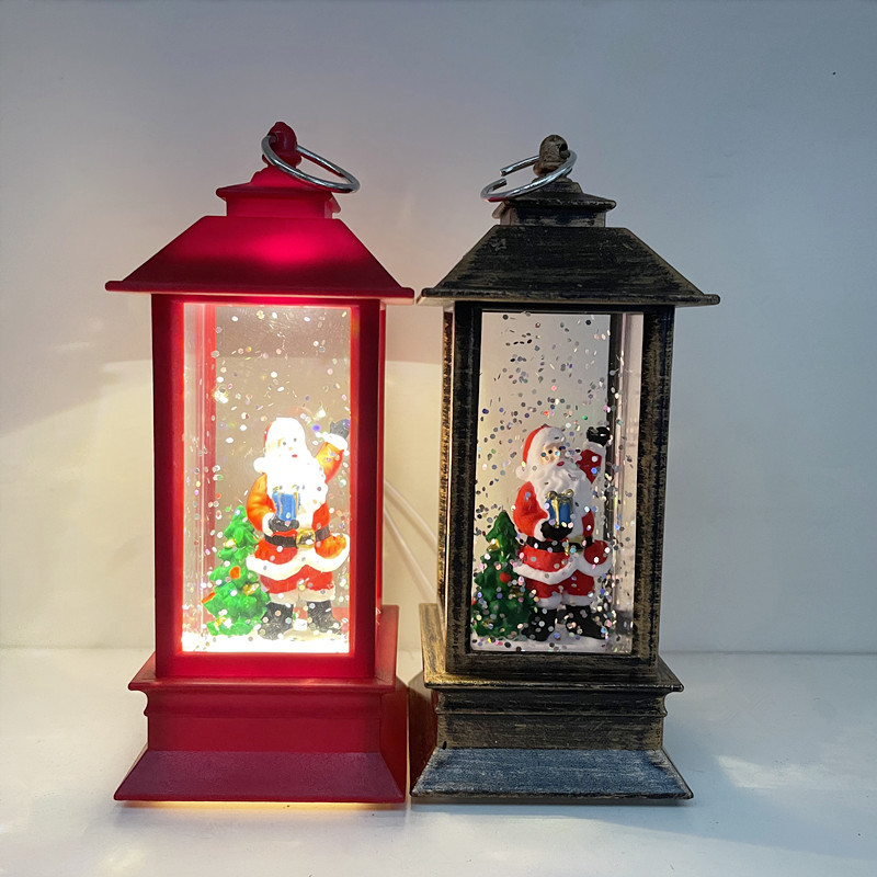 Cross-border Christmas water-filled small wind lantern handicrafts, creative window display items, LED illuminated Santa Claus night lights pic 6