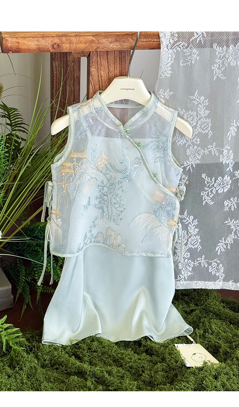 国潮汉服女童夏装2025新款洋气儿童中式套装女孩夏季国风旗袍连衣裙详情14