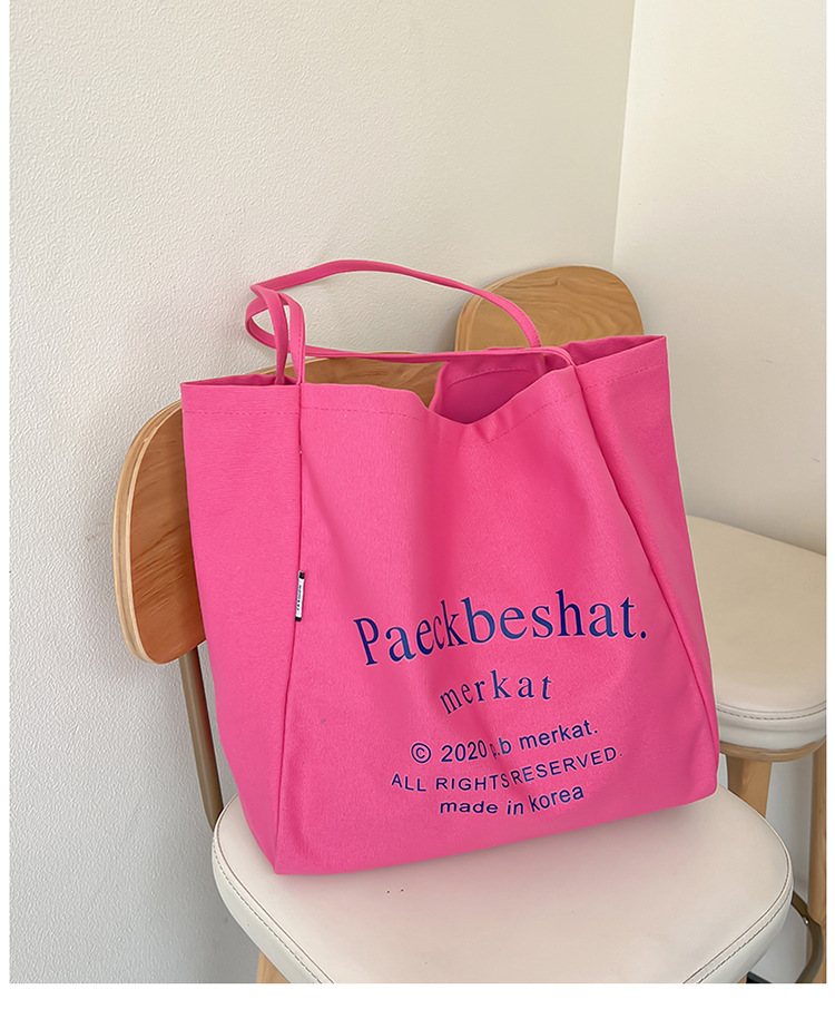 外贸潮流女包 布包新款韩版时尚简约单肩包 字母印花文艺托特包详情24