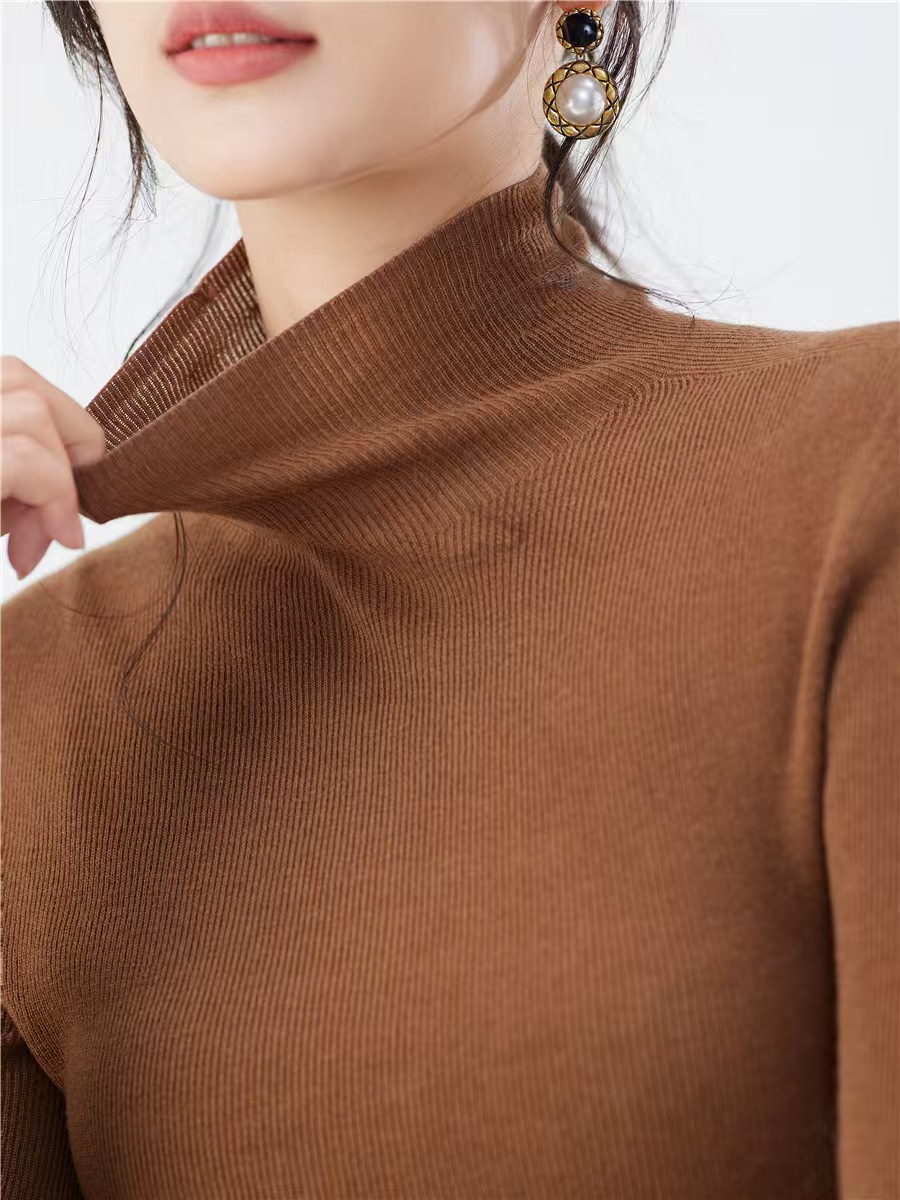 48-count fine-spun wool sweater for women, 100 pure wool seamless one-piece base layer, slim 18-stitch ultra-fine knitted sweater, thin pic 41