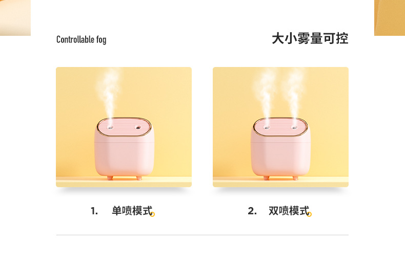 New mini USB dual-spray humidifier, a creative home desktop large-capacity, compact and portable humidifier pic 9
