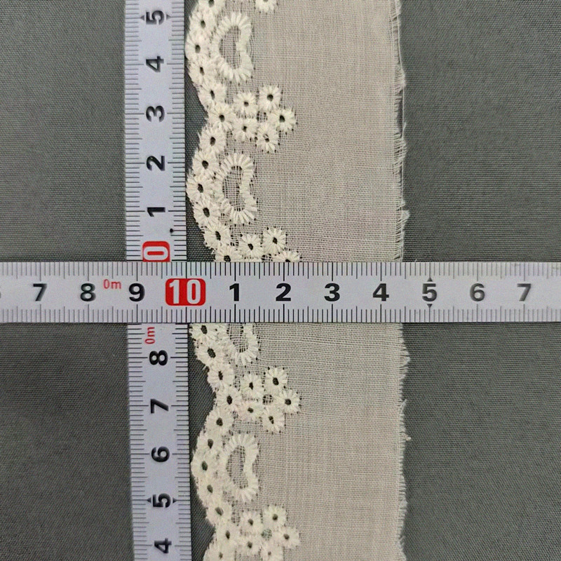 Wholesale of cotton embroidered lace, hollowed-out lace, embroidered skirt hem, clothing accessories, milk silk, perforated, barcode 2.5 pic 26
