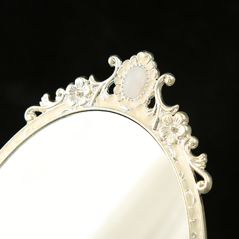 Nordic light luxury metal mirror, desktop double-sided makeup mirror, home retro princess mirror, desktop dressing mirror, beauty mirror pic 9