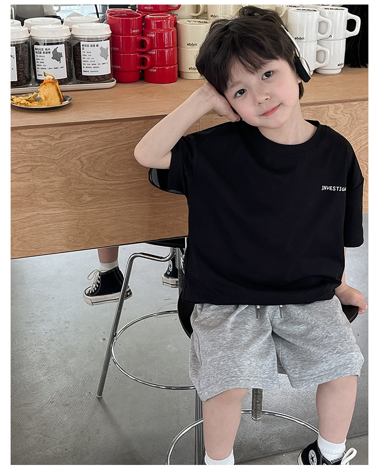 童酷2024夏装新品时尚儿童T恤韩版宝宝夜光恐龙印花宽松男童短袖详情24