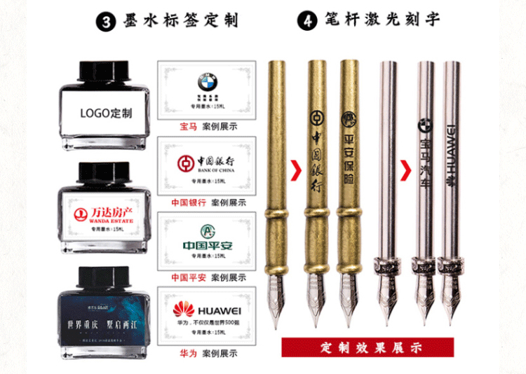 中国风复古火漆羽毛钢笔孔雀木杆钢笔书法笔羽毛笔套装蘸水笔套装详情132