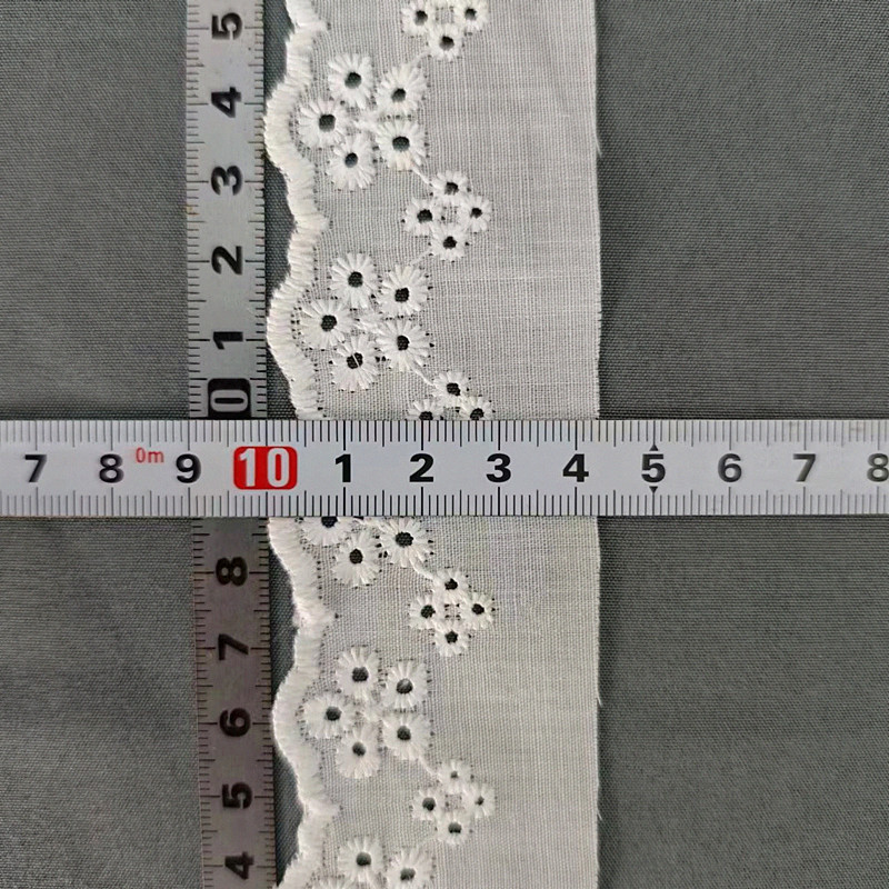 Wholesale of cotton embroidered lace, hollowed-out lace, embroidered skirt hem, clothing accessories, milk silk, perforated, barcode 2.5 pic 84