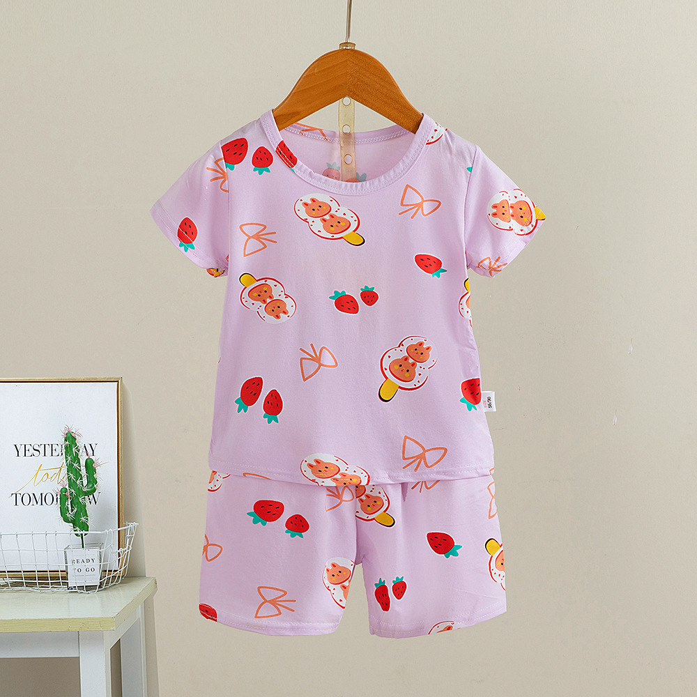 儿童短袖套装 棉夏季男童夏装服装 韩版宝宝衣服女童t恤童装批发详情4