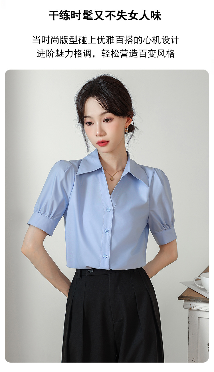 A niche chiffon shirt and top for summer 2024, a new short-sleeved shirt for women with a French style that makes them look slimmer pic 5