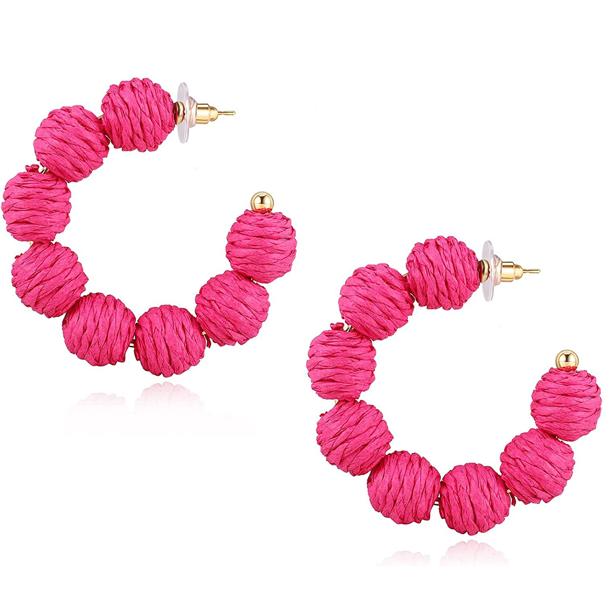 New cross-border earrings from Europe and America: Barbie pink best-selling set, rose red geometric versatile summer earrings for women with a vacation style pic 19