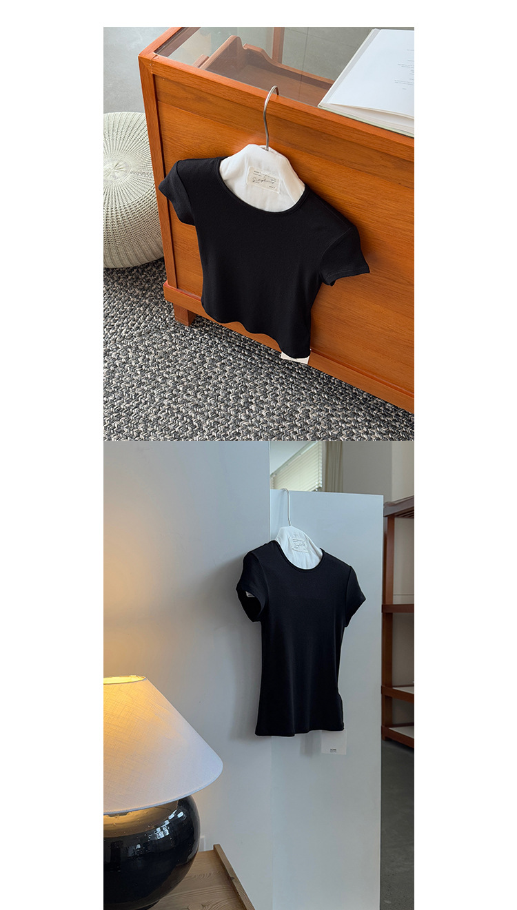 Simple and comfortable, zero-pressure, skin-friendly Tencel wool drape T-shirt, round-neck slim short-sleeved top 00113 pic 41