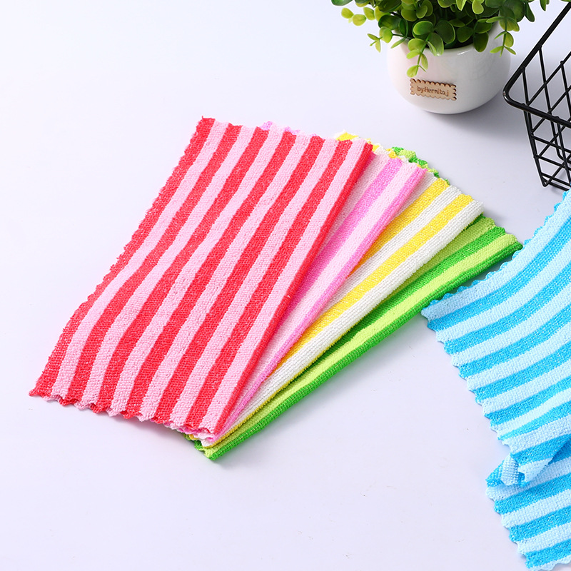 [LOVELY HOME] [tenedor jia] toalla de limpieza de poliéster puro tira de color estampado paño cuadrado absorbente no se cae el pelo paño de cocina al por mayor paño de microfibra pequeña toalla cuadrada absorbente pic 12