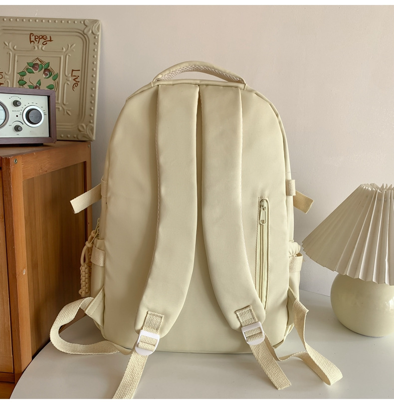 纯色休闲双肩包小学生女初高中书包简约时尚百搭大容量大学生背包详情43