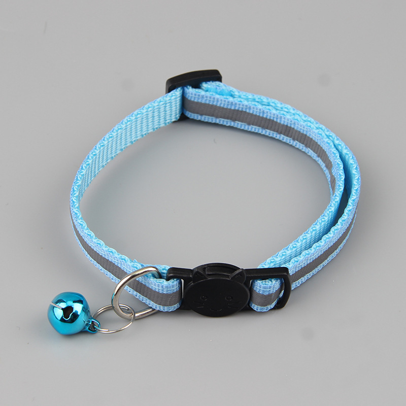 New pet supplies 1.0 black reflective cat head safety buckle collar de gato fuerte y duradero cat bell collar pic 6