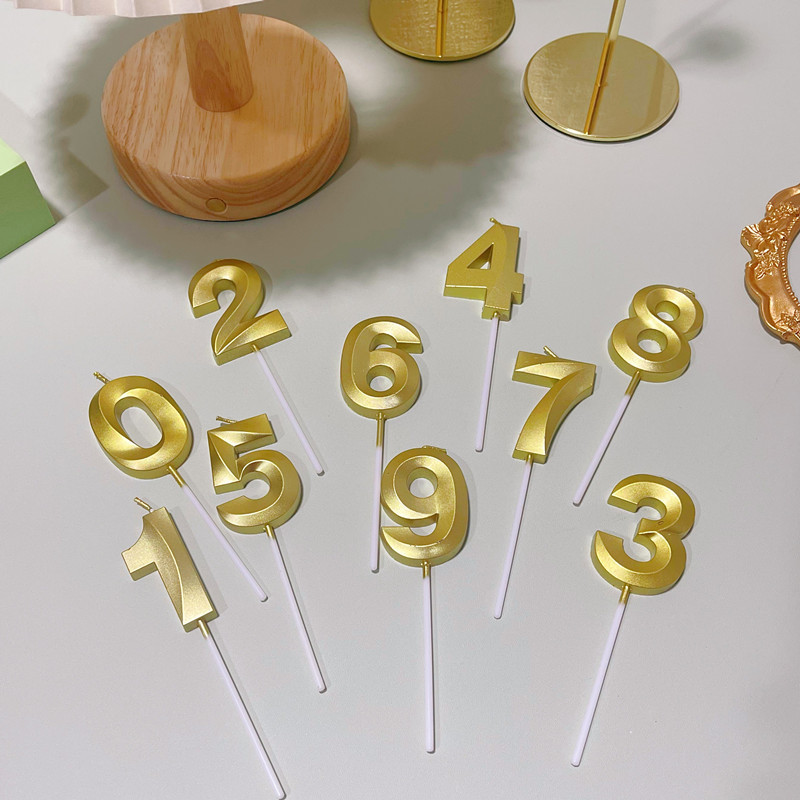 Birthday candles with gold plating, 0-9 cake decoration, party supplies, PVC box, digital candles pic 1