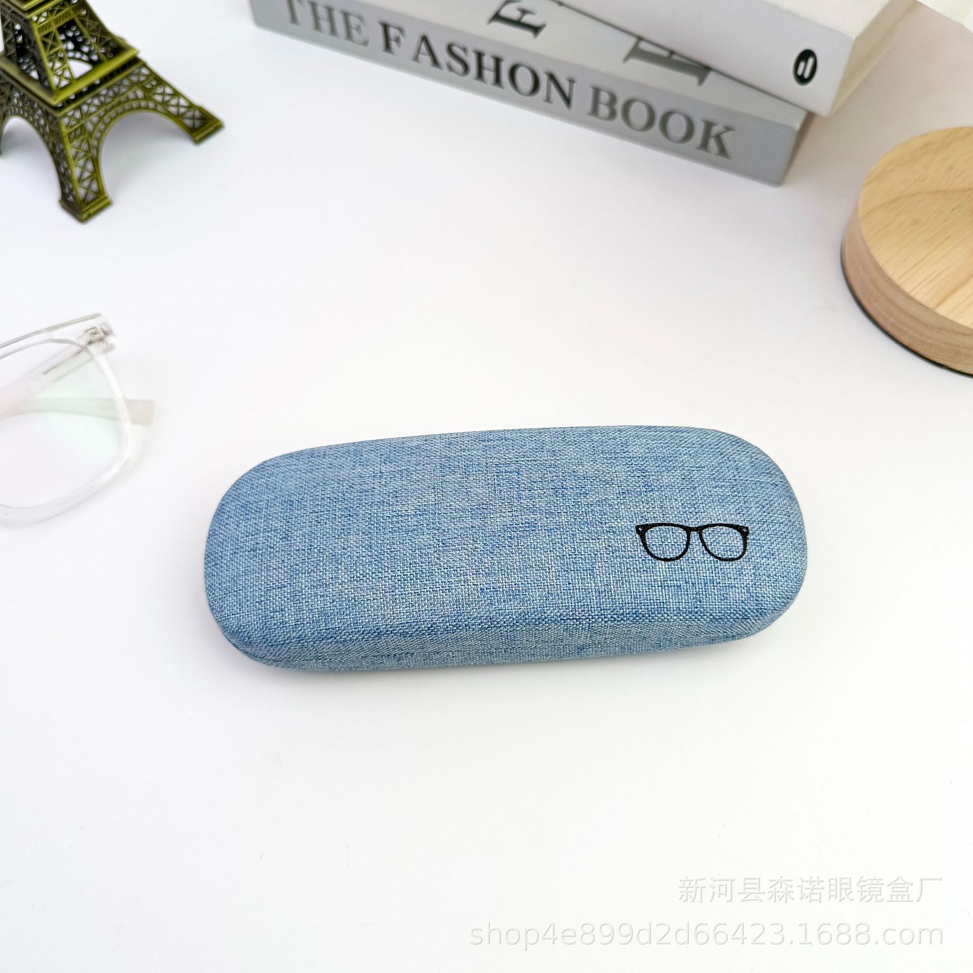 厂家供应时尚简约麻布眼镜盒子男女近视眼镜盒铁质太阳镜盒墨镜盒详情5