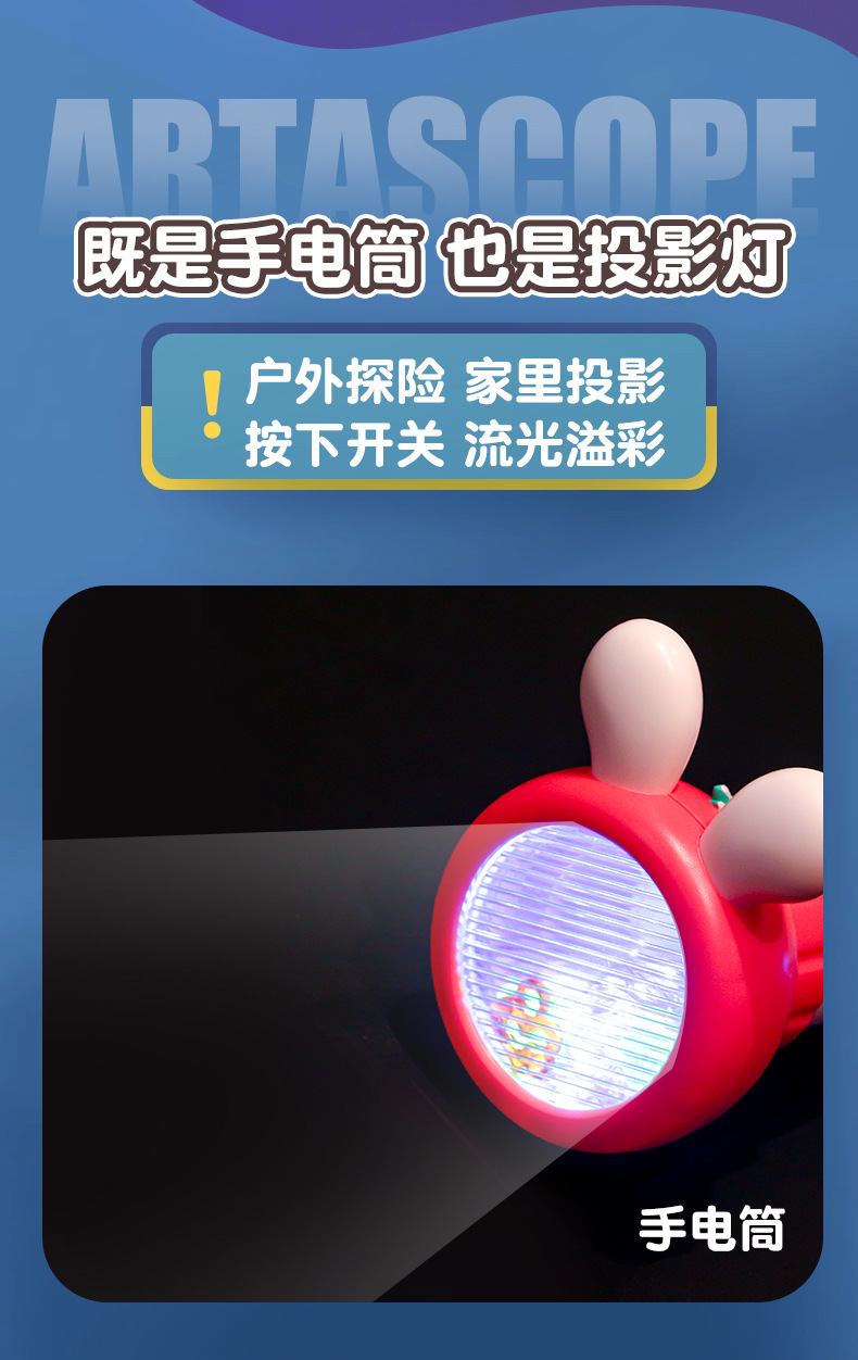 智慧猫百变卡通手电筒旋转万花筒玩具万花镜投影灯儿童幼儿园礼品详情10