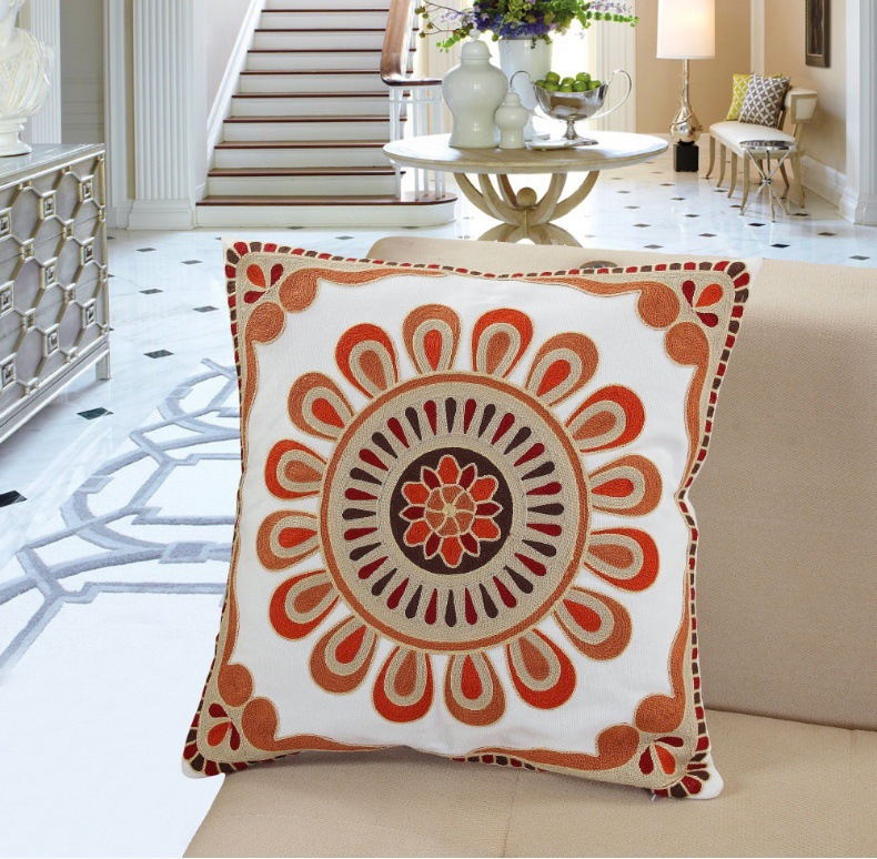 Hot-selling floral embroidery pillowcases, ins sofa, living room cushions, soft bed cushions, office cushions, ins style pic 5