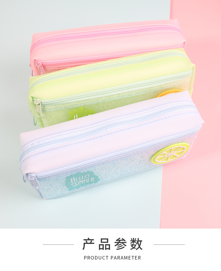 2916170448731 Self-owned brand cartoon fresh fruit pattern large-capacity pen case for students, simple and fashionable stationery box brand, hand-held storage bag, pen case for girls, patchwork fresh pic 11