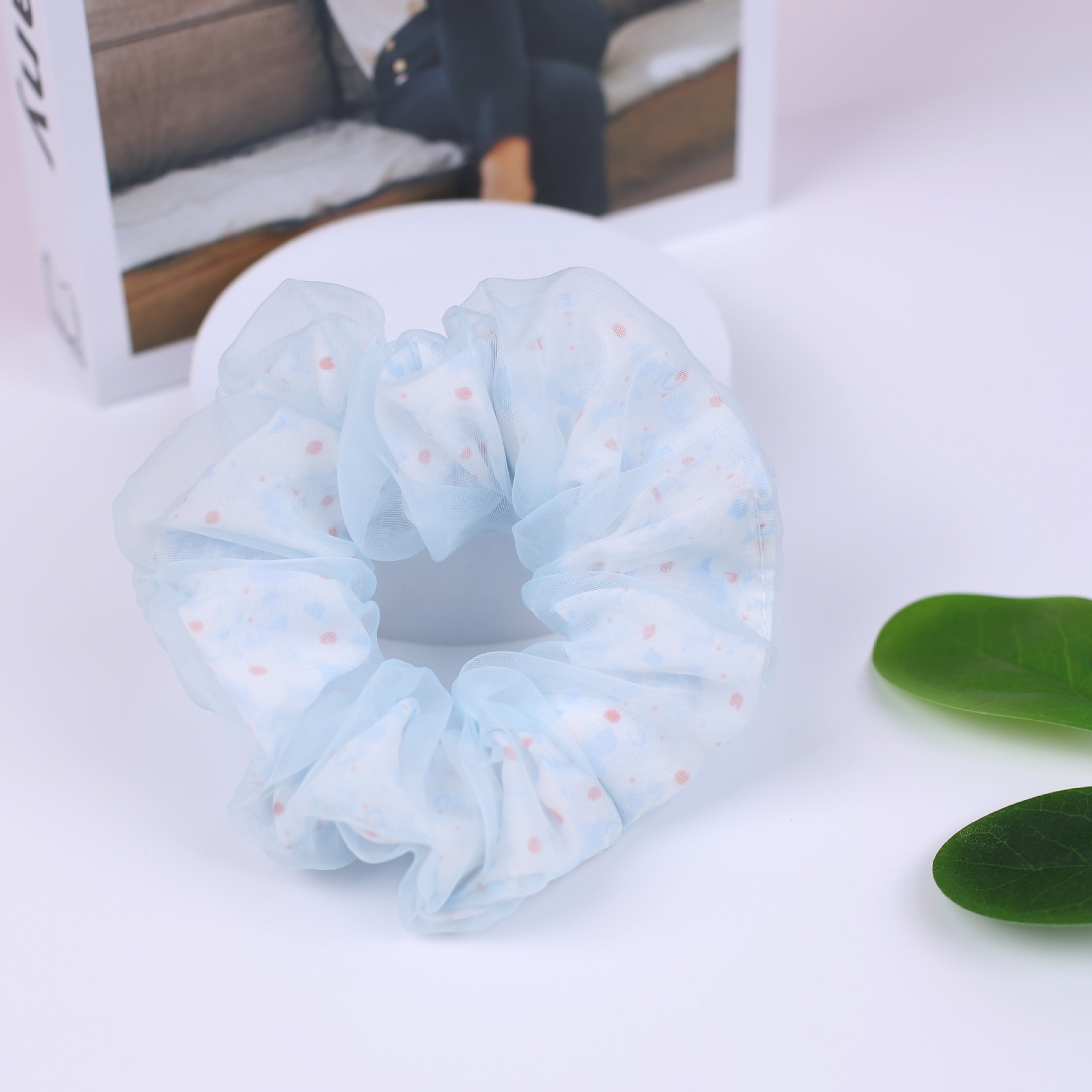 Mesh bun, large intestine circle, ponytail hair tie, fresh and fairy-like ins hair tie, sweet double-layer fabric hair tie wholesale pic 40