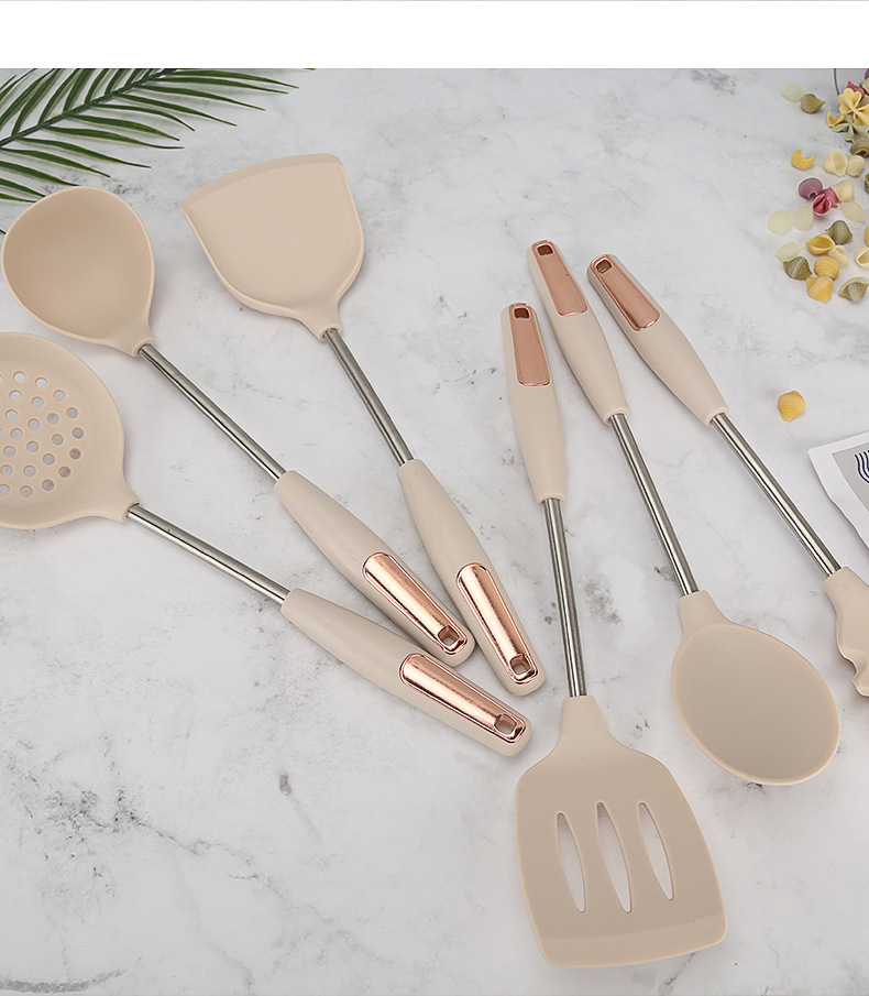 硅胶厨具7件套装 北欧风炒菜铲子家用锅铲炒勺子汤勺厨房厨具用品详情14