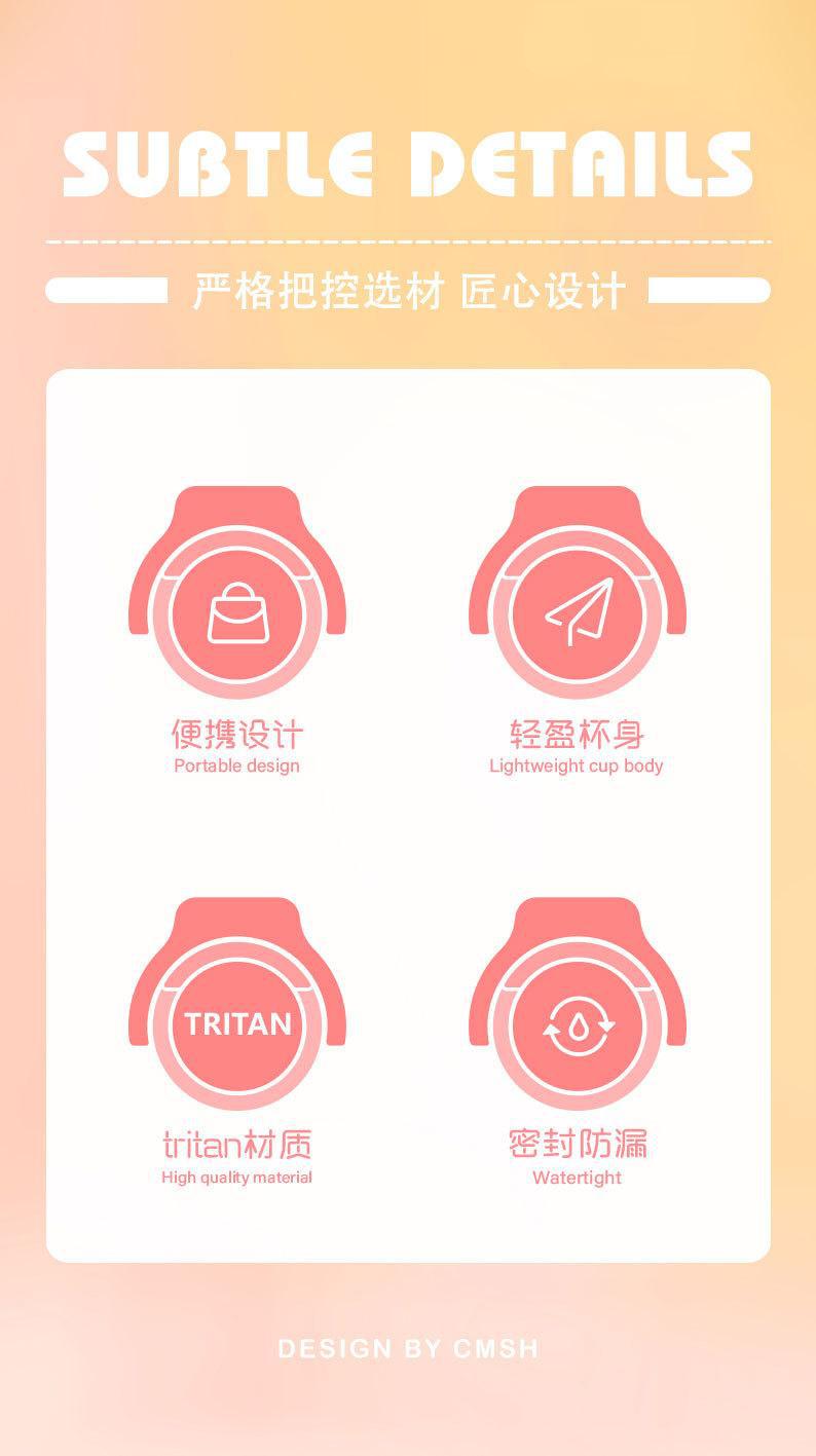 草莓生活Tritan塑料水杯儿童吸管杯卡通杯子夏季学生运动水壶刻详情3
