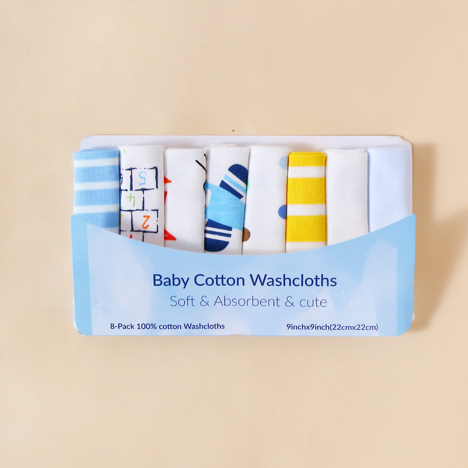 momscare baby square towels/feeding towels and saliva wipes are all packed in 8-piece cotton fabric with fixed patterns pic 26