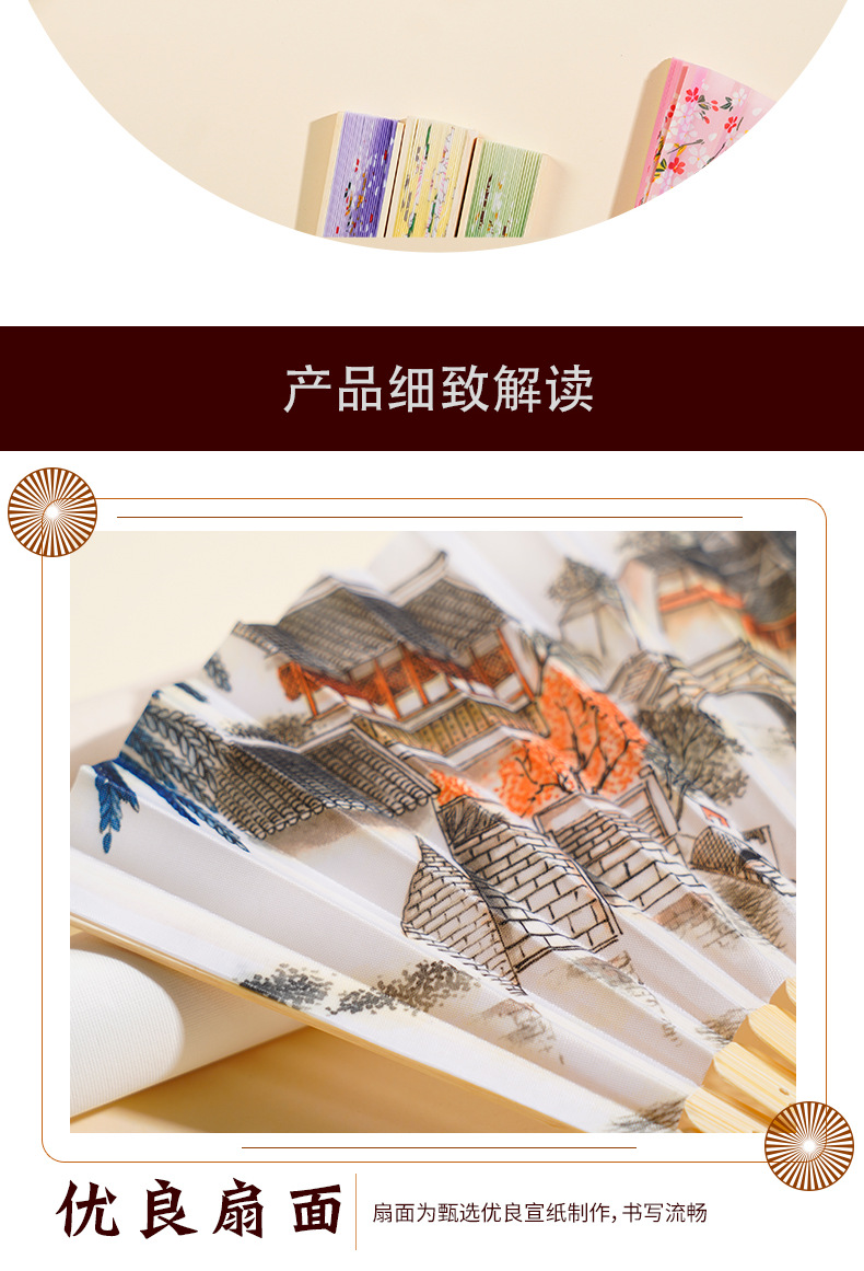 古风一笑扇竹工艺夏季随身扇景区纪念扇舞蹈扇折扇广告扇批发详情8