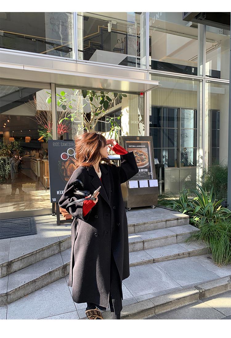 反季驼色呢子双面羊绒大衣女中长款2022年秋冬季韩系温柔毛呢外套详情39