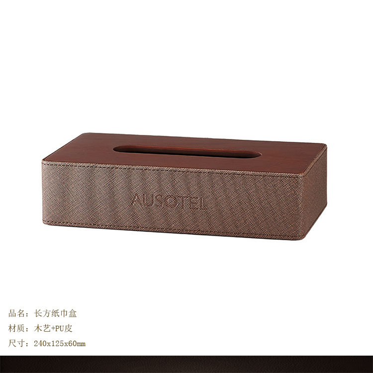 Factory direct sales of high-end leather hotel room tissue boxes, supplies boxes, tea compartments, trays, notepads and storage boxes pic 2