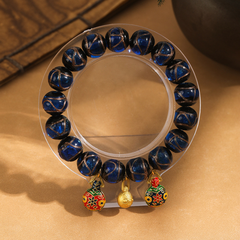 香灰琉璃手串手链朱砂老秦款五彩吞金兽景区寺庙摆摊文玩饰品批发详情8