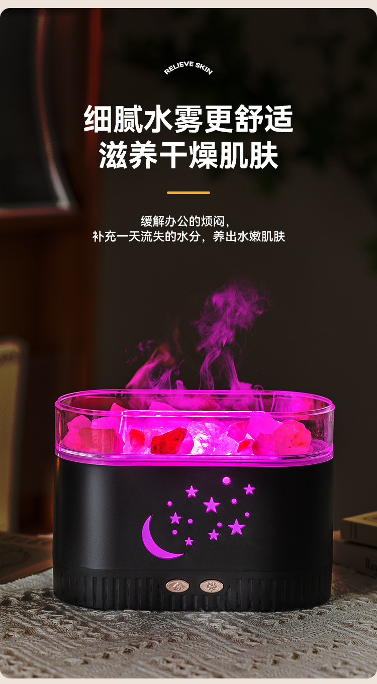 2025新款创意水晶盐香薰机七彩夜灯静音加湿器家用自动喷香香薰机详情7