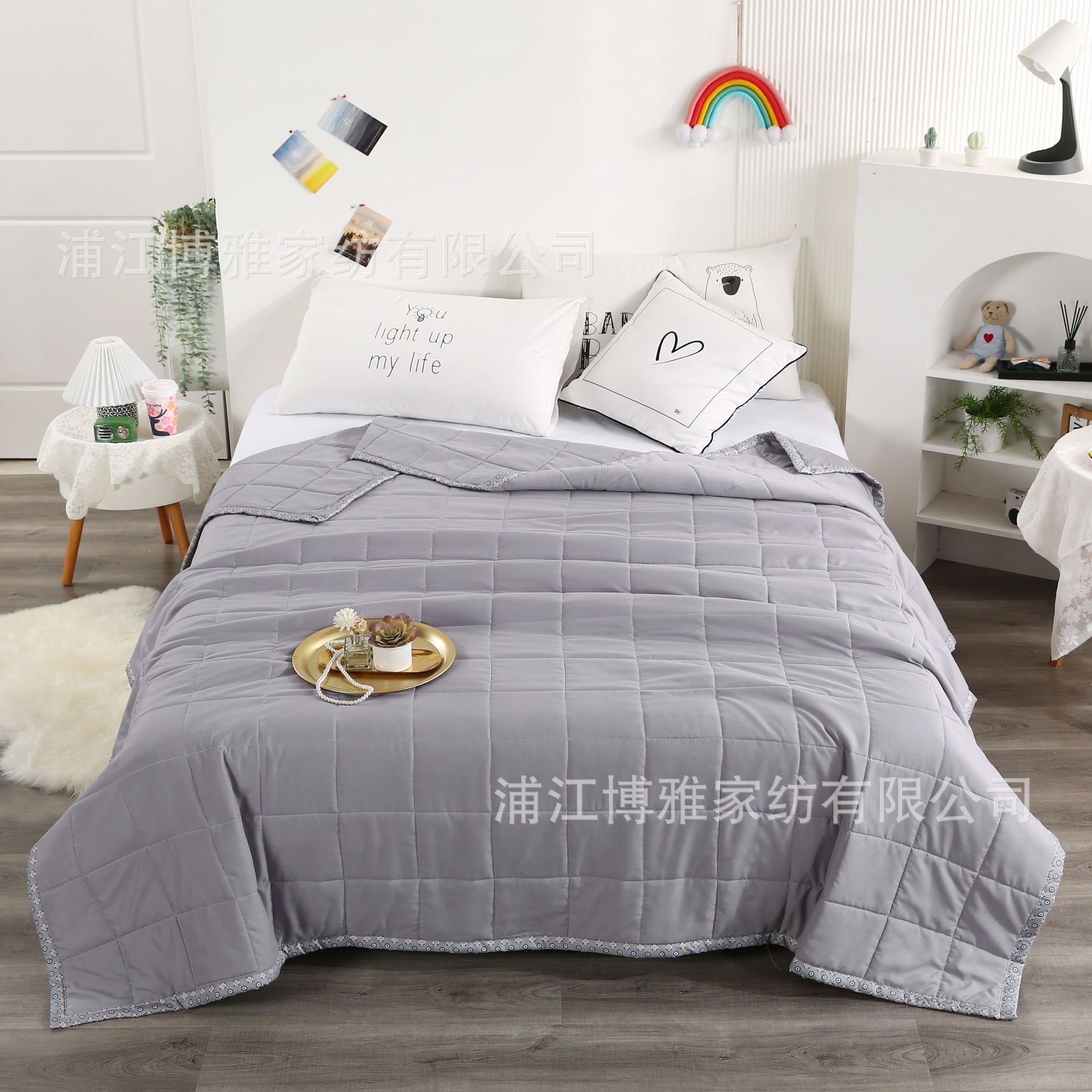 Modern, simple, fluffy, soft quilted solid color summer cooling quilt, machine washable, water-washable breathable air-conditioned quilt bedding wholesale pic 4