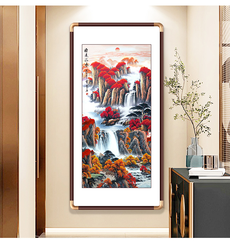 进门墙入户玄关装饰画鸿运当头客厅过道背景墙挂画办公室茶楼壁画详情9