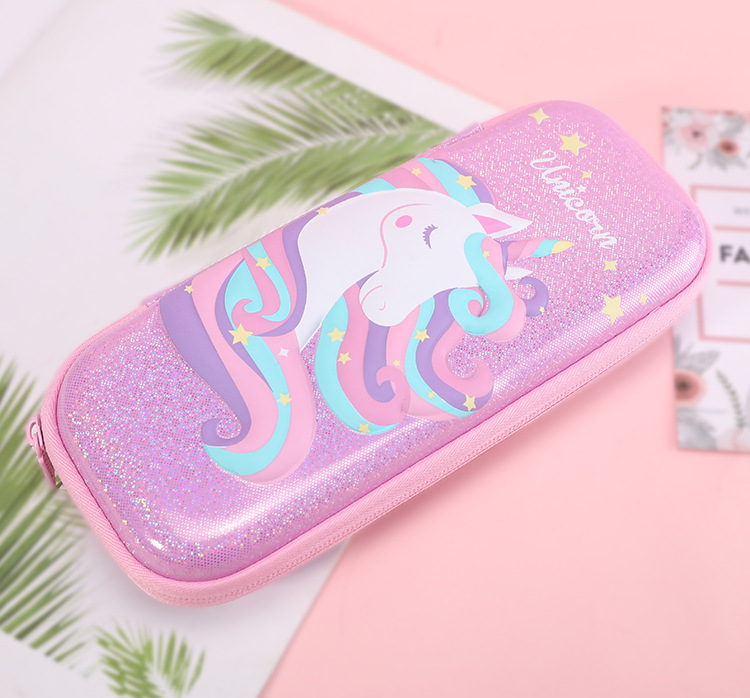 TOPSTHINK Fashion 3D Unicorn EVA material cartoon pen case Large Capacity Creative stationery bag Simple and niche hand-held silicone pen case pic 27
