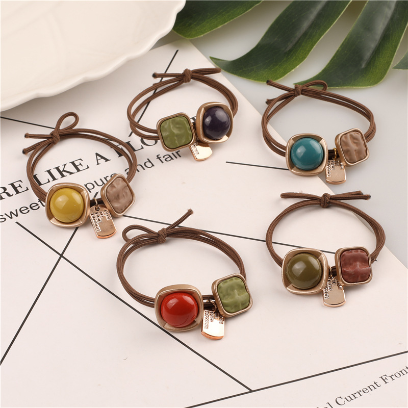 Wholesale supply of high-elasticity, simple and fashionable Korean-style hair accessories, square hair ties, hair tie rubber bands, and hair ties pic 14