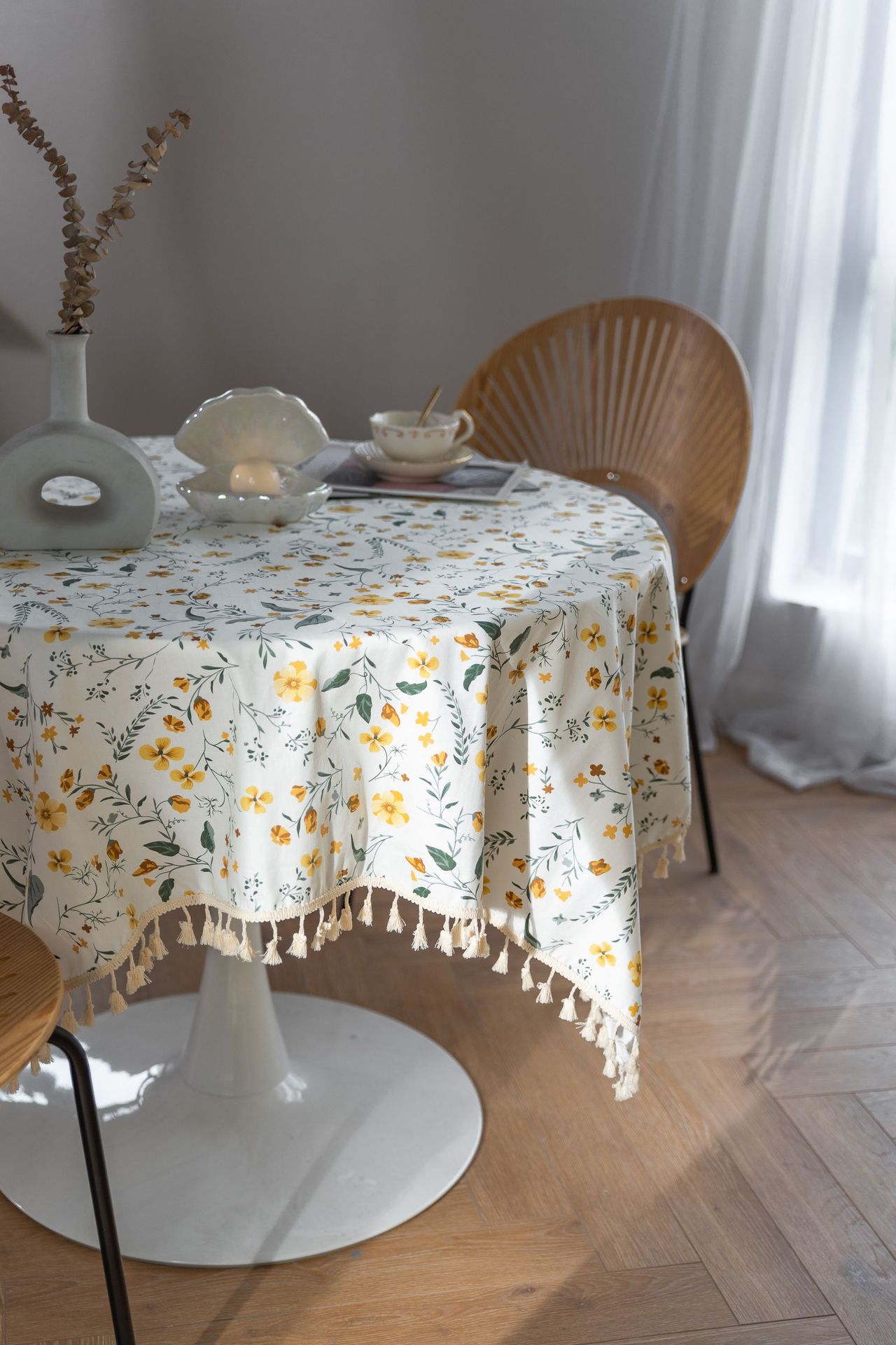 Pure cotton cross-border artistic Nordic Japanese tassel tablecloth, Japanese printed cover cloth, Korean floral rectangular tablecloth pic 17