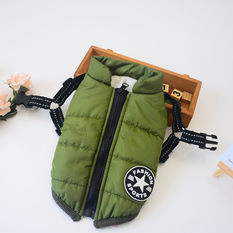 Nueva llegada amazon cross border dog clothing pecho espalda una pieza chaleco de algodón pet cotton clothing winter clothing two feet cotton clothing pic 20