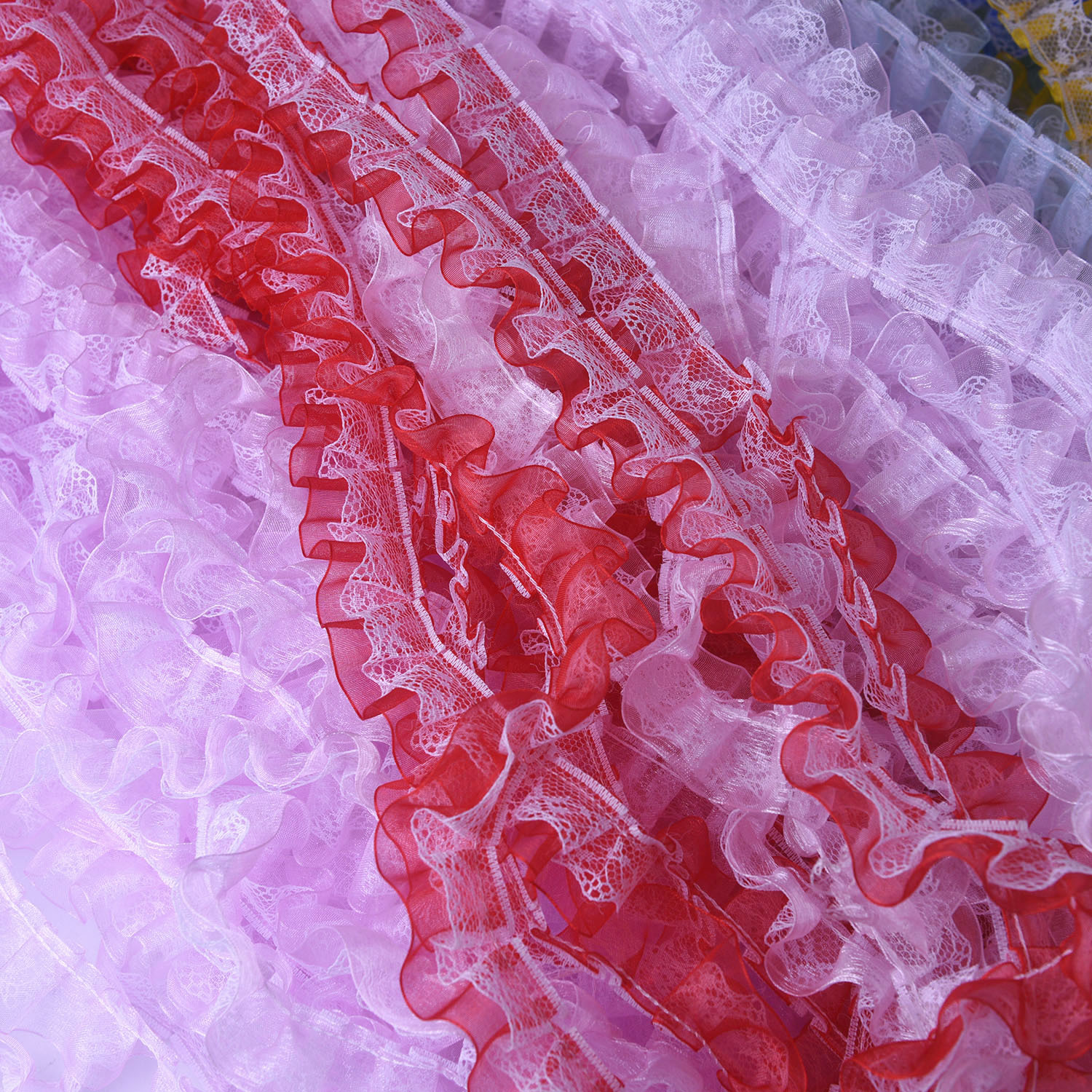 4cm雪纱带褶皱花边 手工diy服装辅料 蕾丝丝带抽皱裙摆窗帘配件详情4