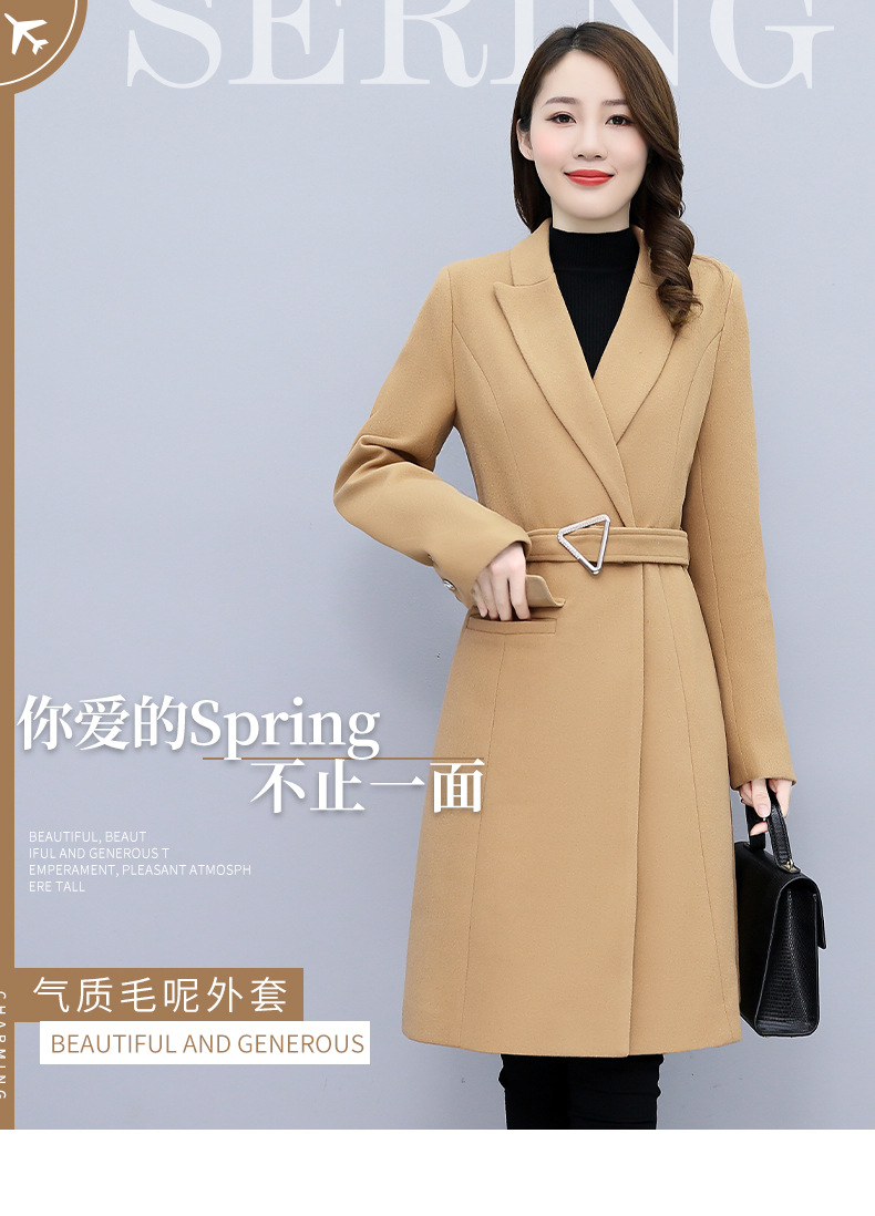 High-end woolen coat for women, mid-length, 2021 autumn/winter new style, fashionable and elegant, a slimming and form-fitting woolen coat for socialite pic 1