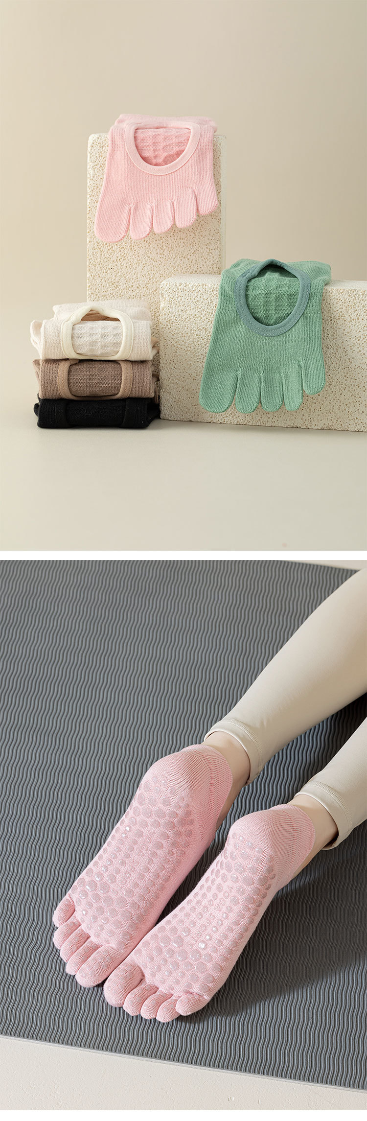 新款运动袜瑜伽袜短筒分指防滑袜专业普拉提袜子女五指袜批发健身详情5