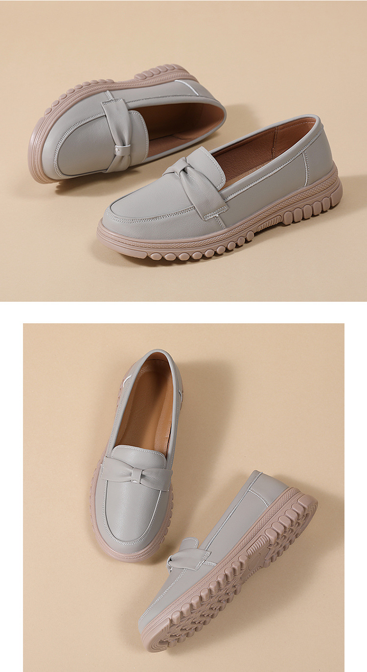 真皮平底浅口乐福鞋一脚蹬豆豆鞋软底中年妈妈鞋轻便牛筋底女单鞋详情20