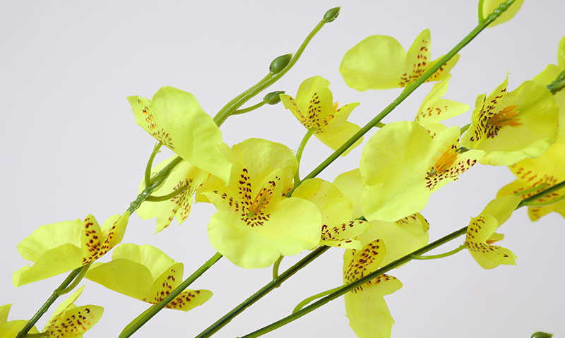 黄色5叉跳舞兰人造仿真花束假花文心兰 客厅婚庆装饰绢花蝴蝶兰详情30