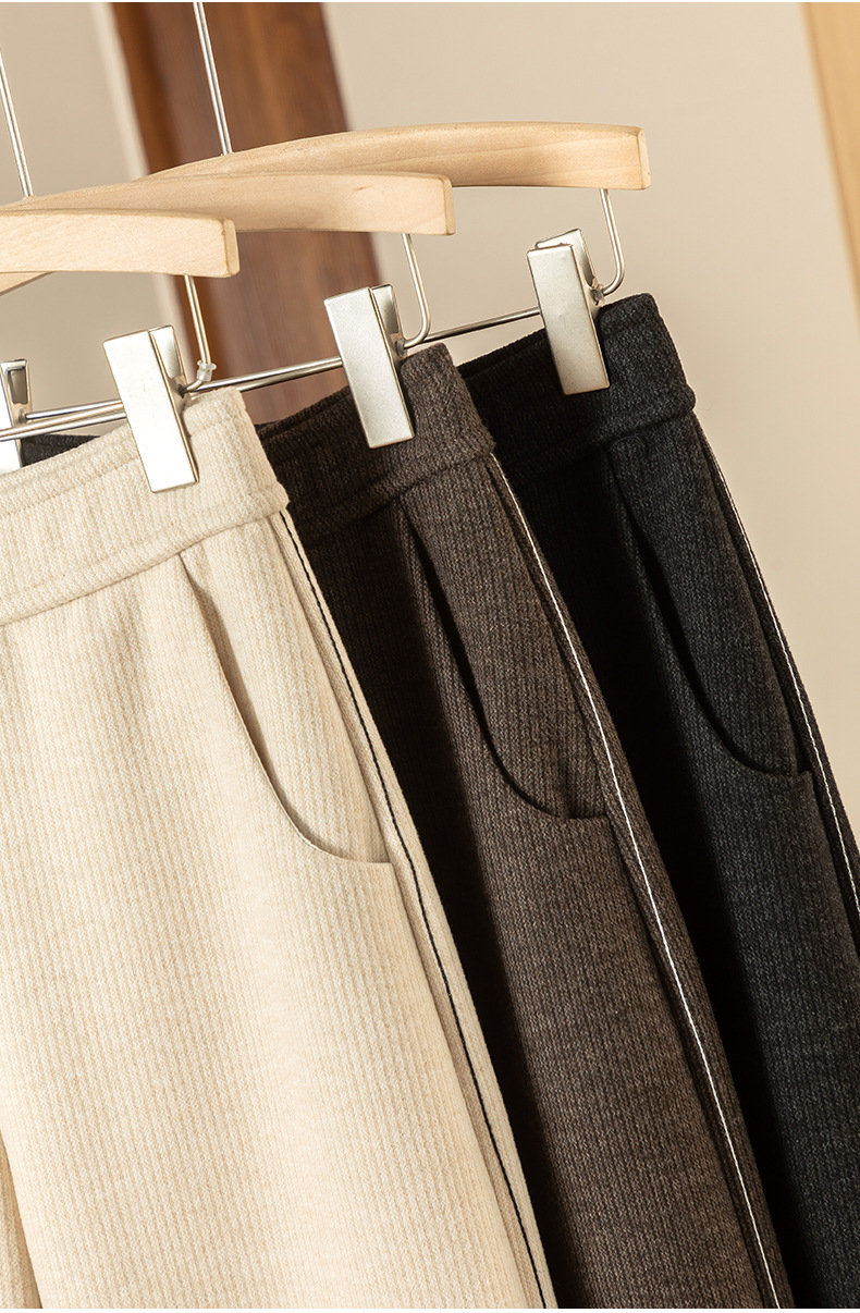 如果醋酸休闲裤女秋冬加厚美拉德宽松现货针织小个子镰刀裤23121详情20