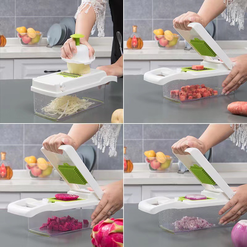 Cross-border multi-functional vegetable cutter, vegetable cutting magic tool, slicer, grater, potato grater, grater, draining basket, crushing pic 3